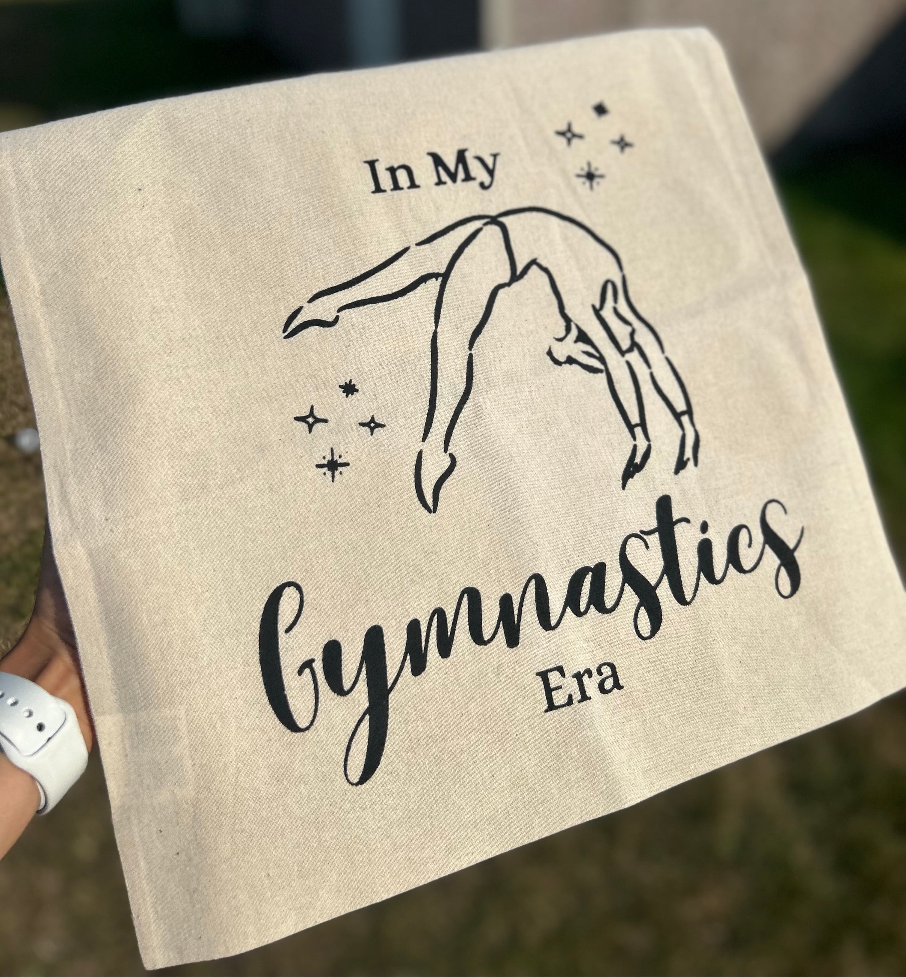 gymnastics tote bag text reads in my gymnastics era